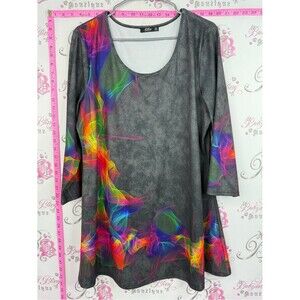 Lily shirt Rainbow Swirl Scoop Neck Tunic on Charcoal